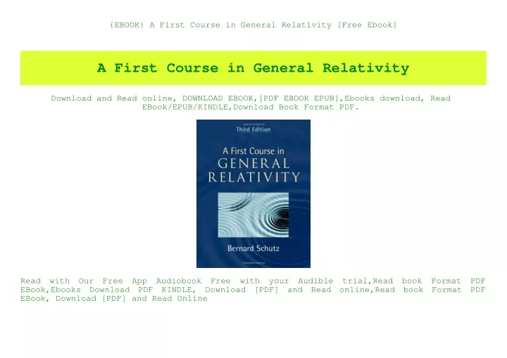 PPT EBOOK A First Course In General Relativity Free Ebook 