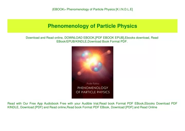 PPT - (EBOOK Phenomenology of Particle Physics [K.I.N.D.L.E] PowerPoint ...