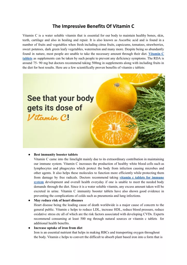 PPT - The Impressive Benefits Of Vitamin C PowerPoint Presentation ...