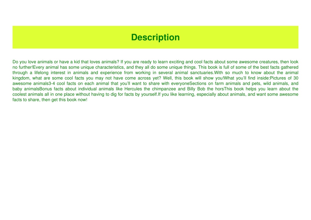 10 FACTS ABOUT ANIMALS FOR KIDS PDF visual data 4