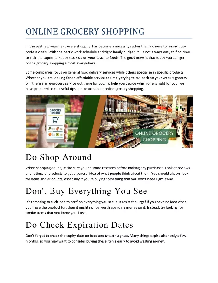 powerpoint presentation on online grocery store