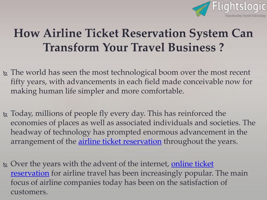 PPT - Airline Ticket Reservation System PowerPoint Presentation, free ...