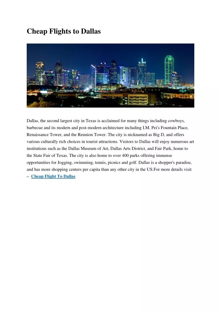 PPT - Cheap Flights To Dallas PowerPoint Presentation, Free Download ...