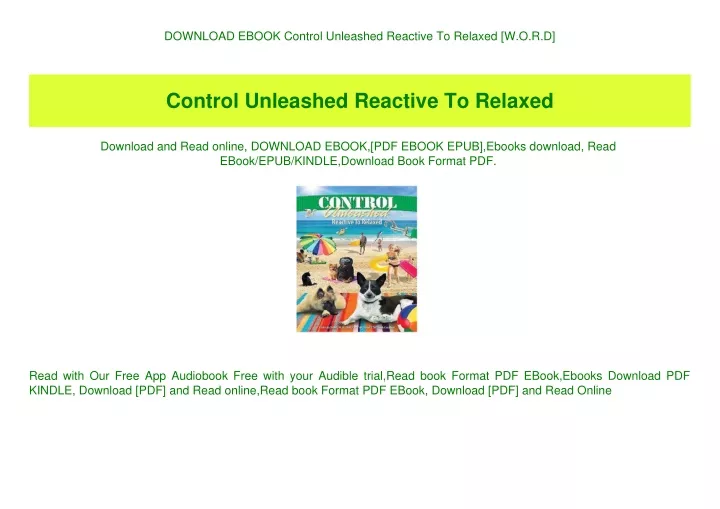 PPT DOWNLOAD EBOOK Control Unleashed Reactive To Relaxed W O R D