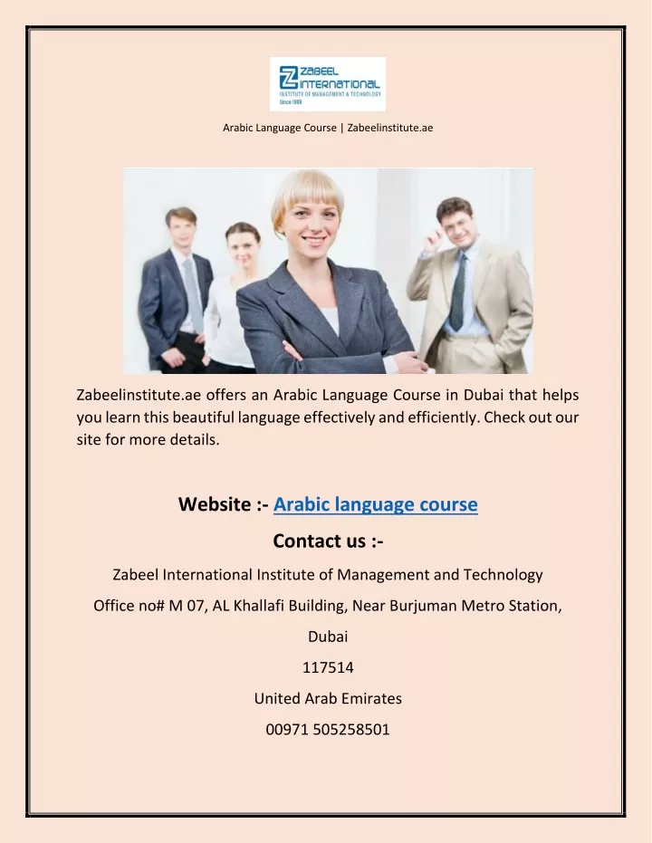 PPT - Arabic Language Course Zabeelinstitute.ae PowerPoint Presentation ...