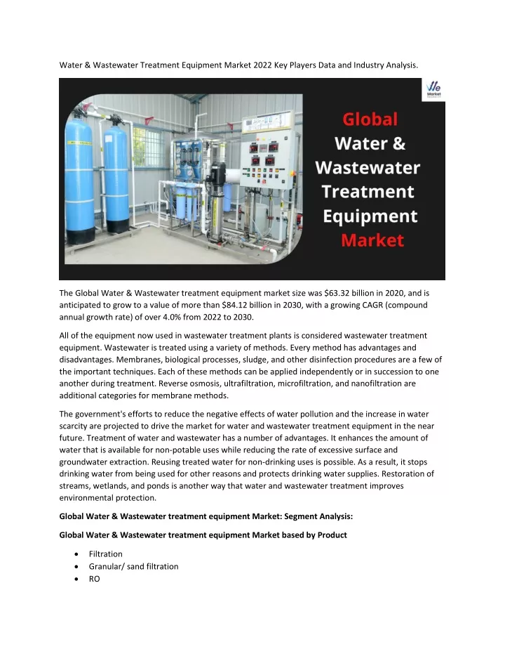 PPT Water & Wastewater Treatment Equipment Market Status and Business