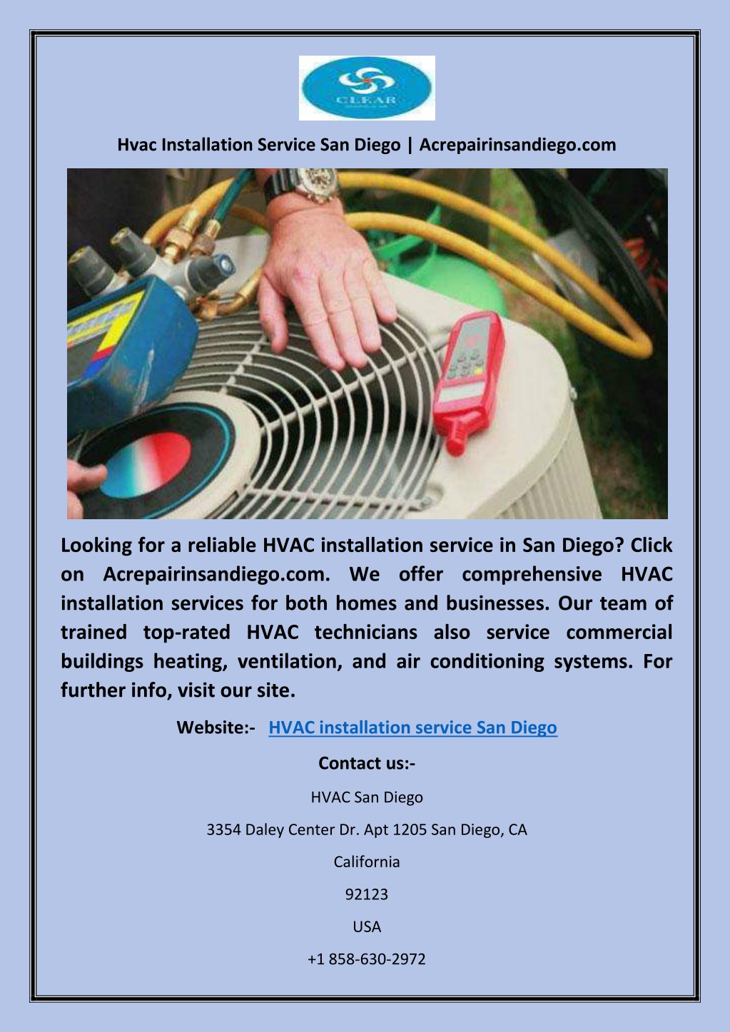 PPT Hvac Installation Service San Diego PowerPoint Presentation ID