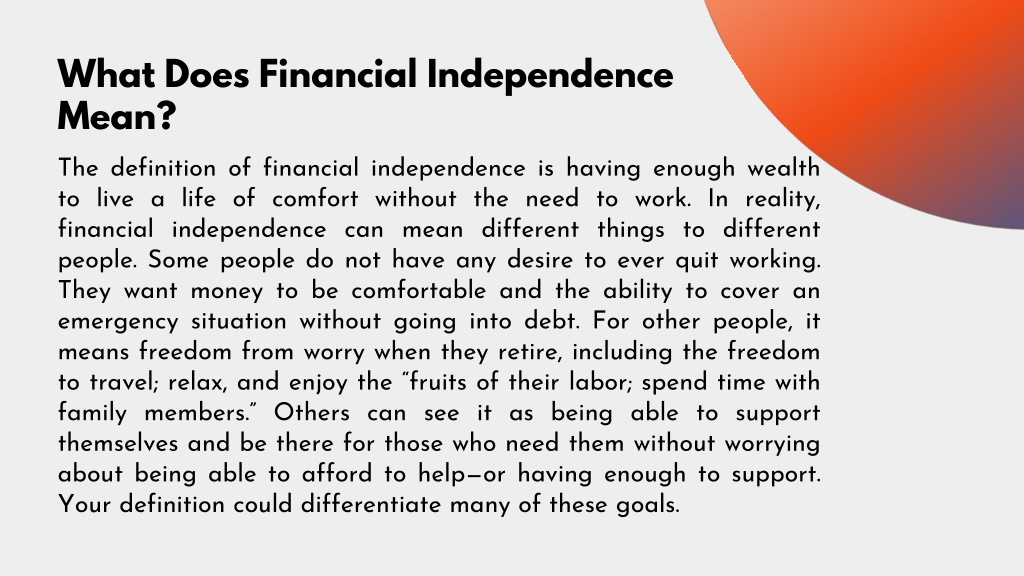 essay on financial independence