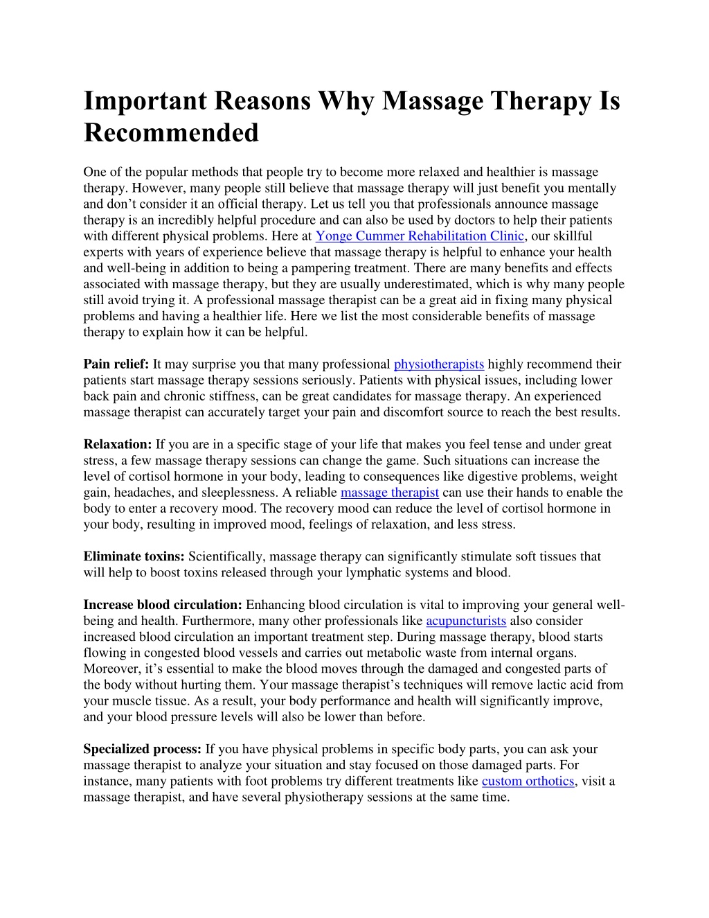 Ppt Important Reasons Why Massage Therapy Is Recommended Powerpoint