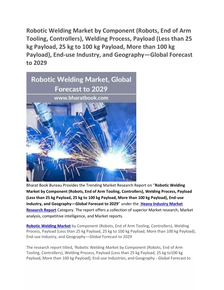 PPT Robotic Welding Market, Global Forecast to 2029 PowerPoint