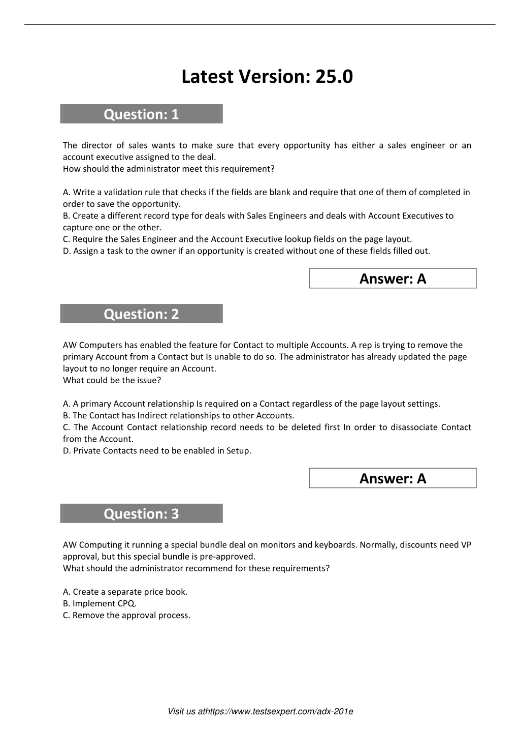 ADX-201E Updated Test Cram