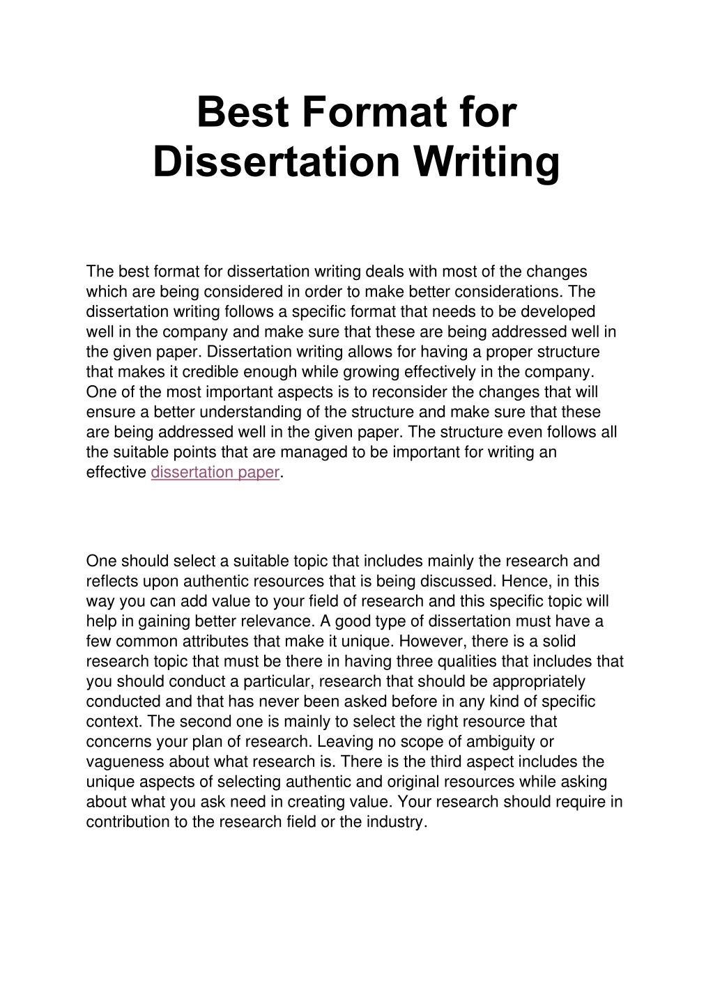 format for dissertation