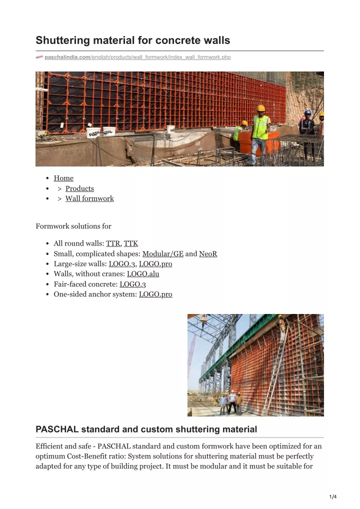 PPT - paschalindia.com-Shuttering material for concrete walls ...