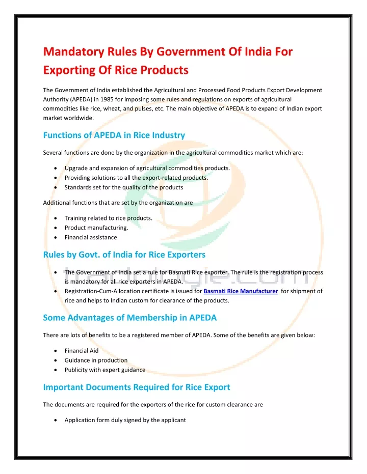 ppt-mandatory-rules-by-government-of-india-for-exporting-of-rice