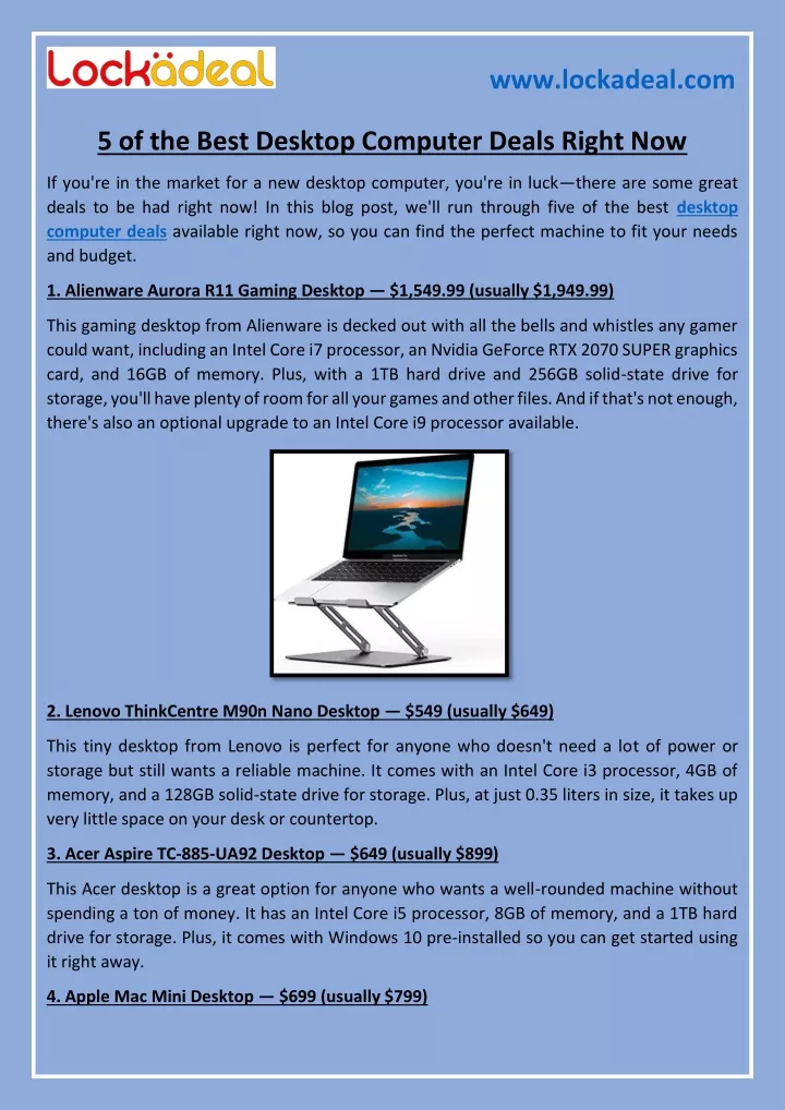 PPT 5 of the Best Desktop Computer Deals Right Now PowerPoint