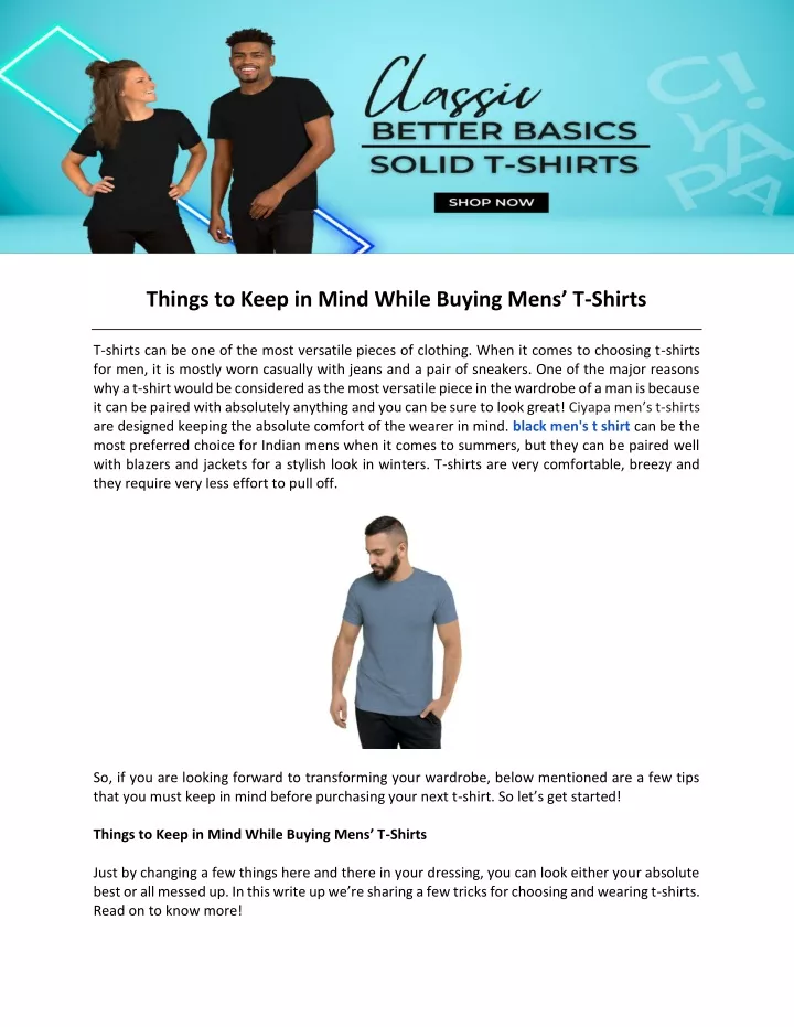 Ppt Things To Keep In Mind While Buying Mens T Shirts Powerpoint