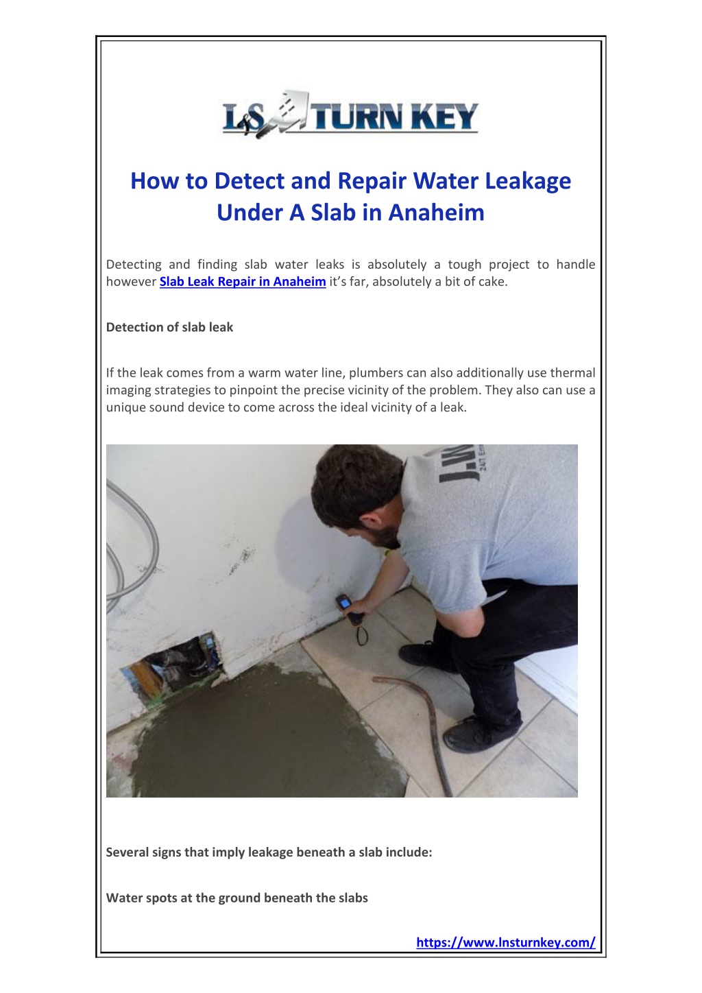 Ppt How To Detect And Repair Water Leakage Under A Slab In Anaheim Powerpoint Presentation