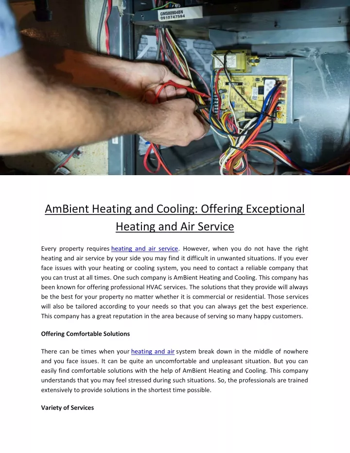 PPT AmBient Heating and Cooling Offering Exceptional Heating and Air