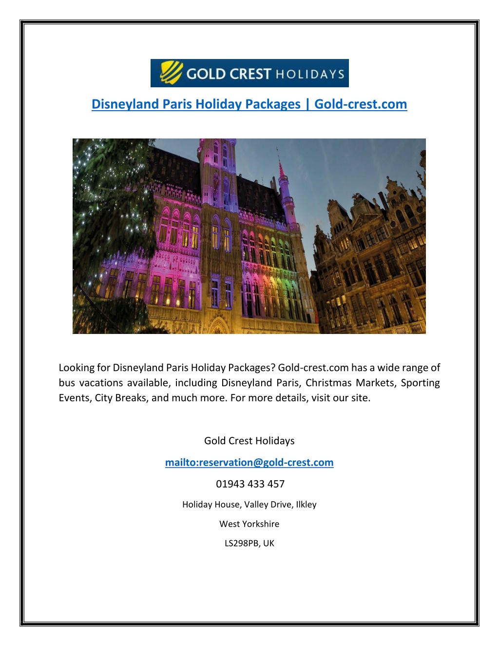 PPT Disneyland Paris Holiday Packages Goldcrest PowerPoint