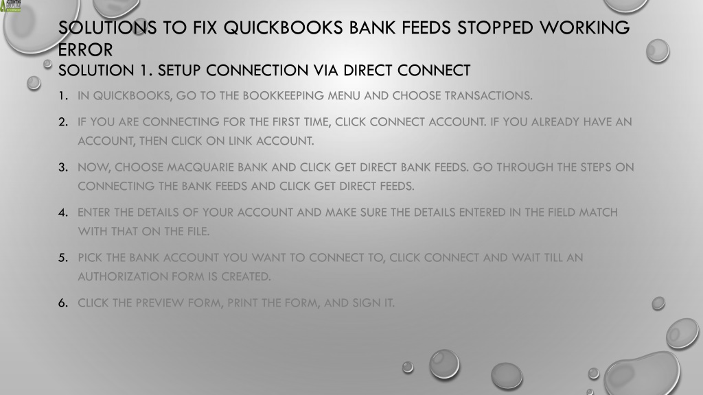 PPT A Quick way to resolve QuickBooks bank feeds not working issue