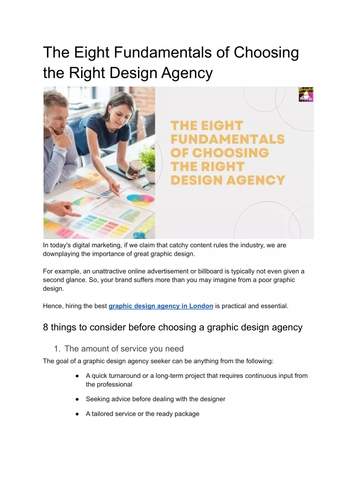 PPT   The Eight Fundamentals Of Choosing The Right Design Agency