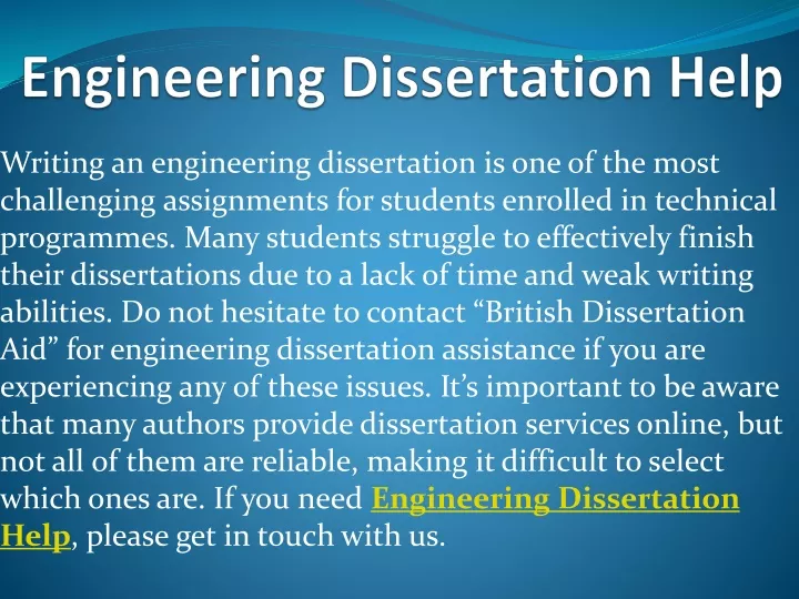 engineering dissertation help
