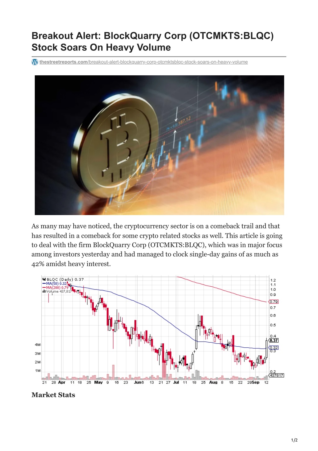 Ppt Breakout Alert Blockquarry Corp Otcmktsblqc Stock Soars On Heavy