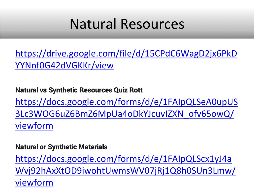 PPT Natural vs Synthetic Resources PP Slides 7th grade science q2