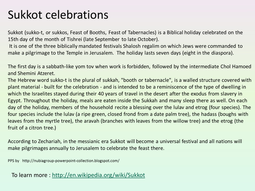 PPT - Sukkot Celebrations (2011) PowerPoint Presentation, Free Download ...