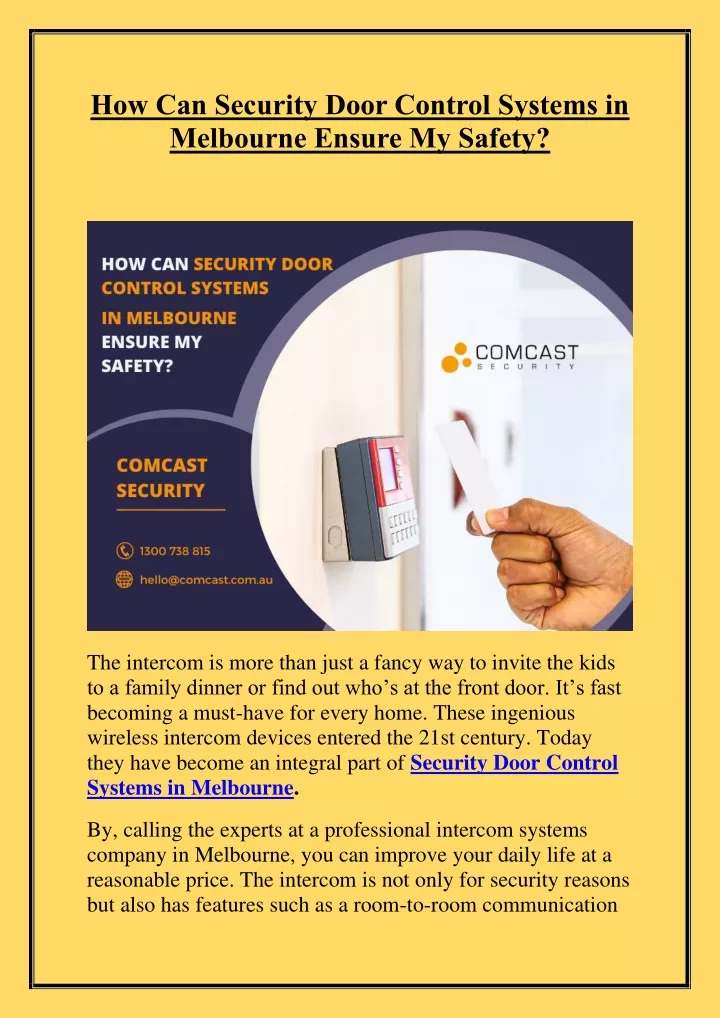 PPT How Can Security Door Control Systems in Melbourne Ensure My