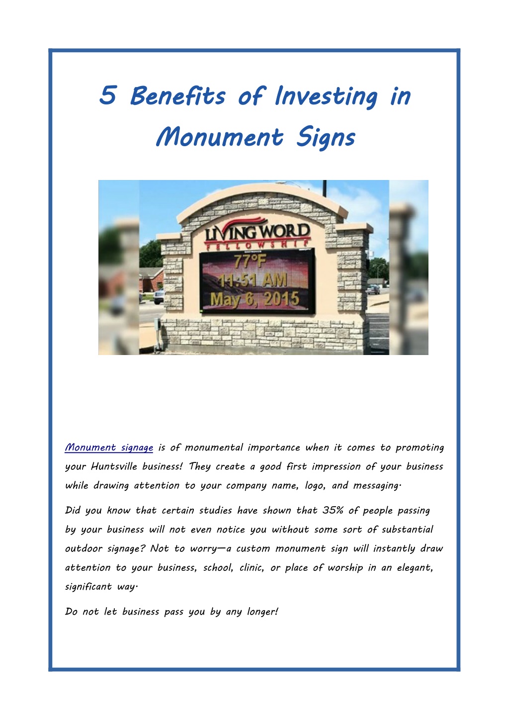 PPT - 5 Benefits Of Investing In Monument Signs PowerPoint Presentation ...