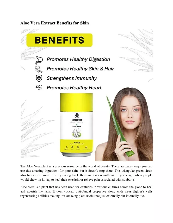 Ppt Aloe Vera Extract Benefits For Skin Powerpoint Presentation Free