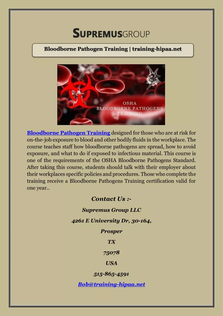 PPT Bloodborne Pathogen Training training hipaa net PowerPoint