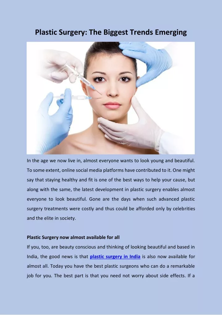 PPT - Plastic Surgery- The Biggest Trends emerging PowerPoint 