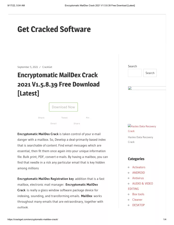 Encryptomatic MailDex 2023 v2.4.12.0 free instal