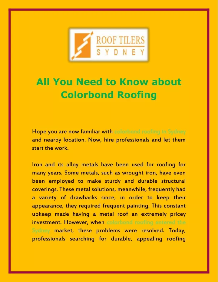 all you need to know about colorbond roofing n.