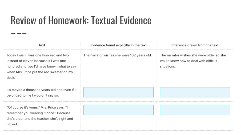 evidence to support homework