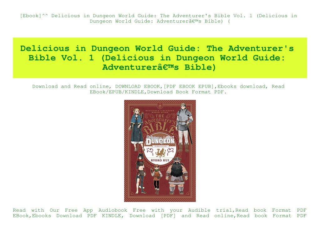 Delicious In Dungeon World Guide PPT - [Ebook]^^ Delicious in Dungeon World Guide The Adventurer's Bible