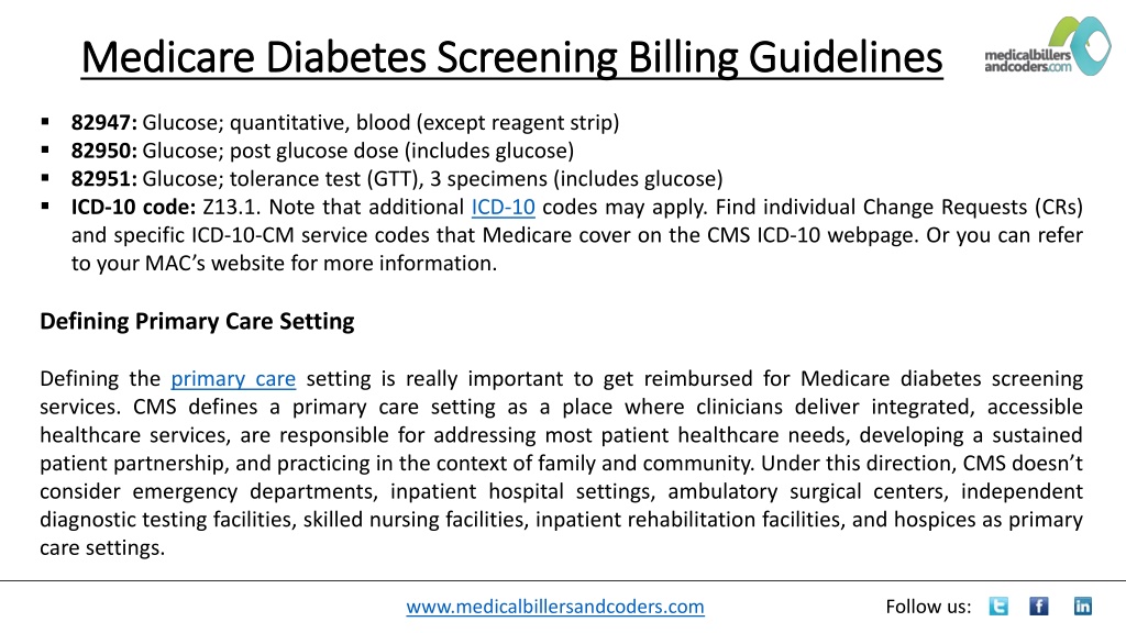 PPT - Medicare Diabetes Screening Billing Guidelines PowerPoint ...