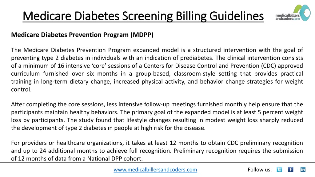 PPT - Medicare Diabetes Screening Billing Guidelines PowerPoint ...