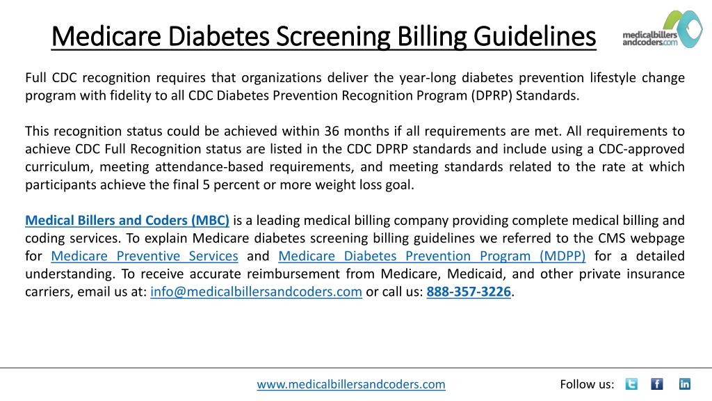 PPT - Medicare Diabetes Screening Billing Guidelines PowerPoint ...