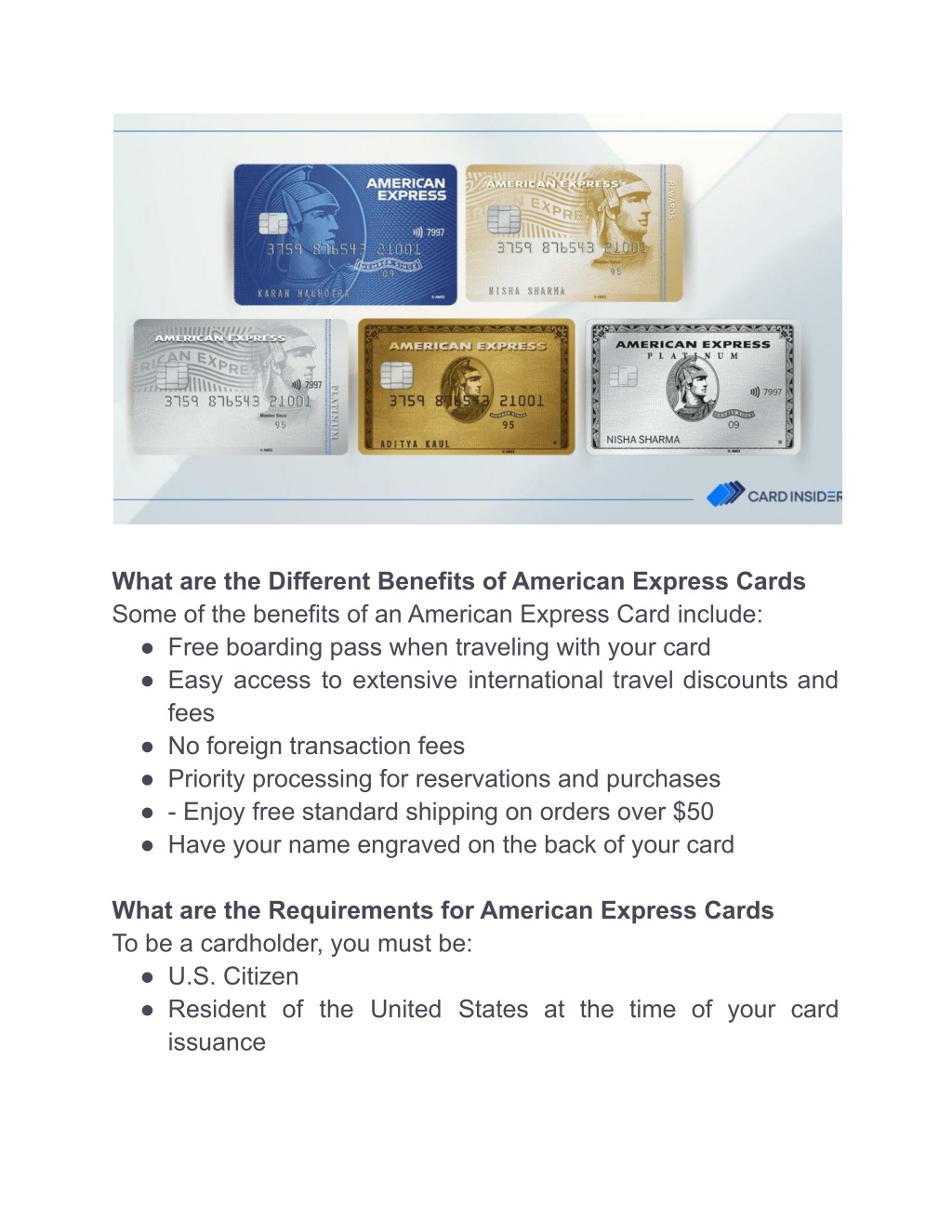 Advantages Of An American Express Card