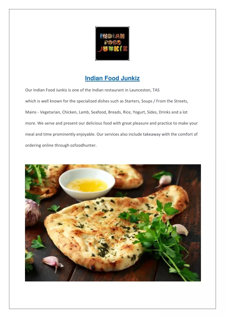 PPT 5 off Indian Food Junkiz Indian Restaurant Launceston, TAS