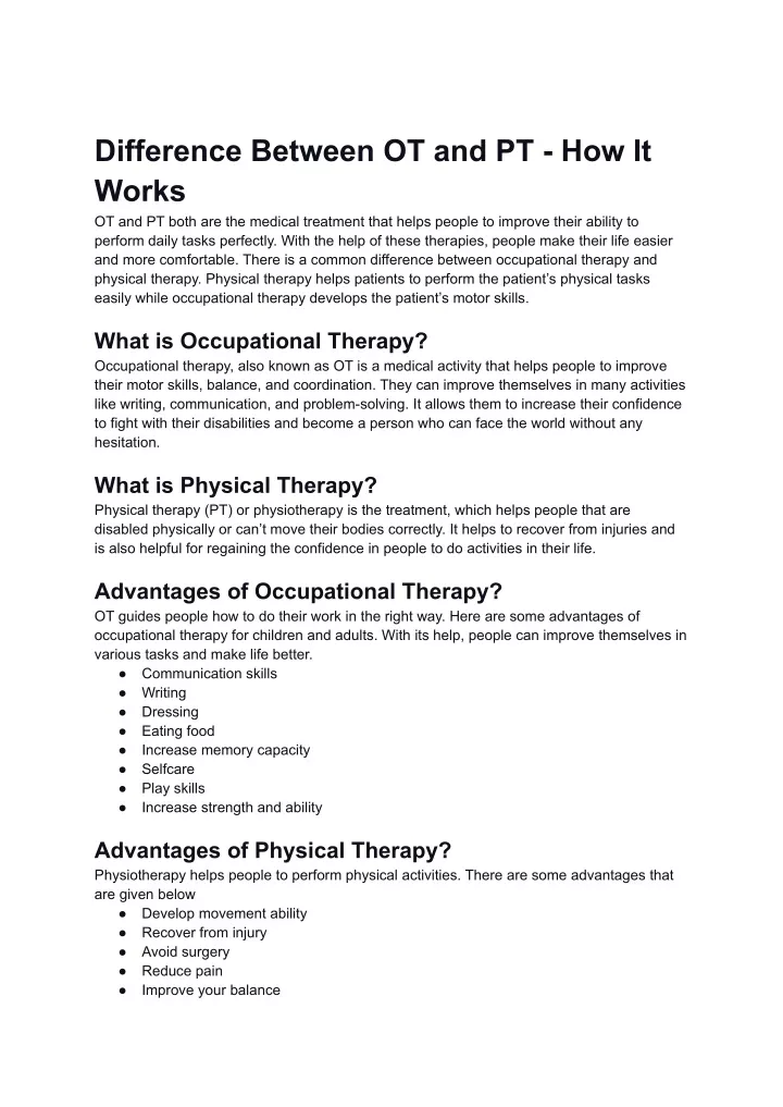 PPT - _Different between OT and PT-how it works PowerPoint Presentation ...