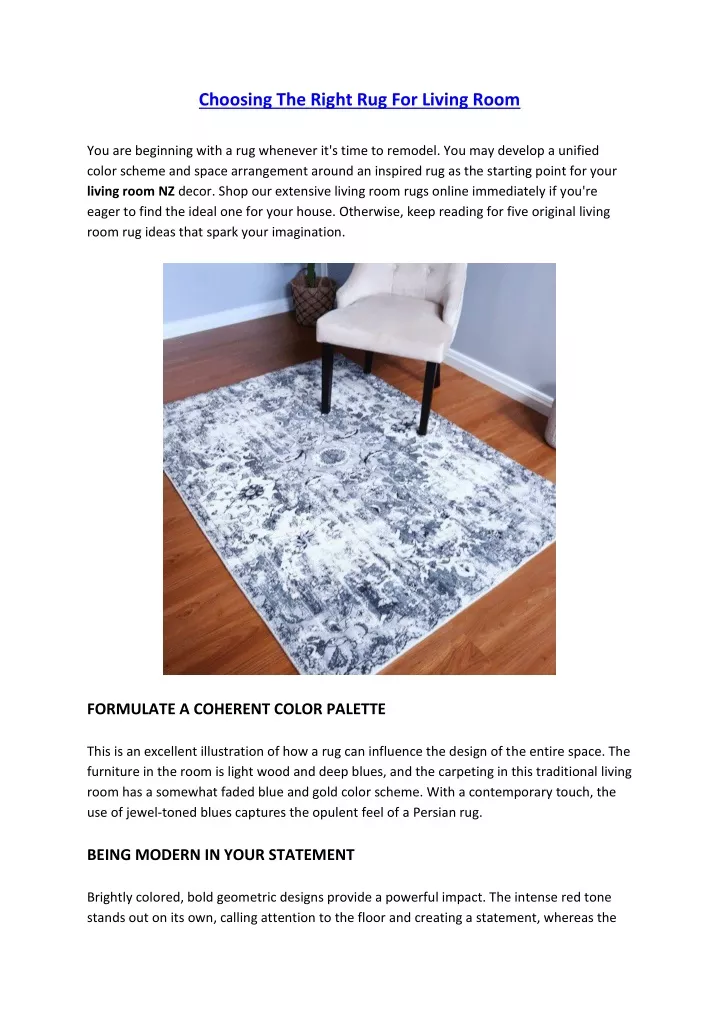 PPT Choosing The Right Rug For Living Room PowerPoint Presentation