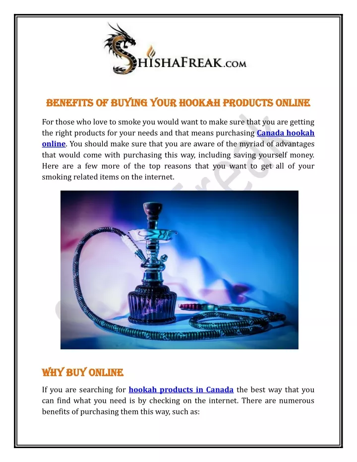 PPT Benefits of Buying Your Canada hookah online PowerPoint