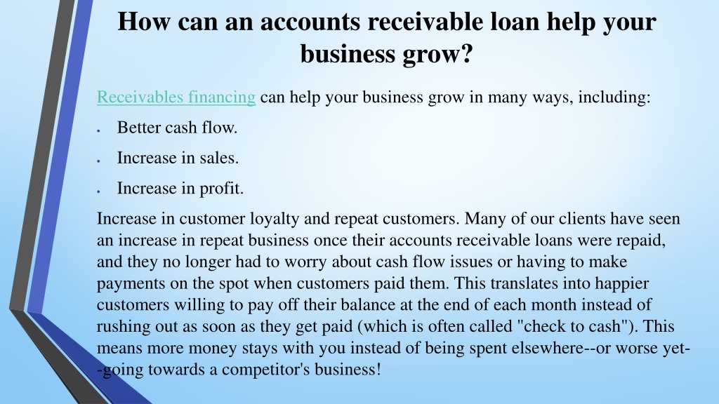 PPT - Accounts Receivable Financing The Best Way To Keep Cash Flowing ...