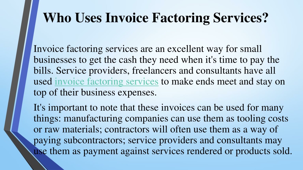 PPT - Invoice Factoring Services The Key To Your Small Business's ...