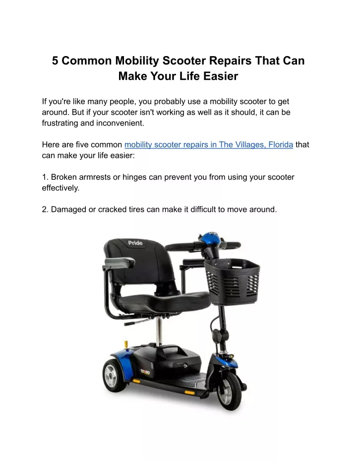 PPT 5 Common Mobility Scooter Repairs That Can Make Your Life Easier