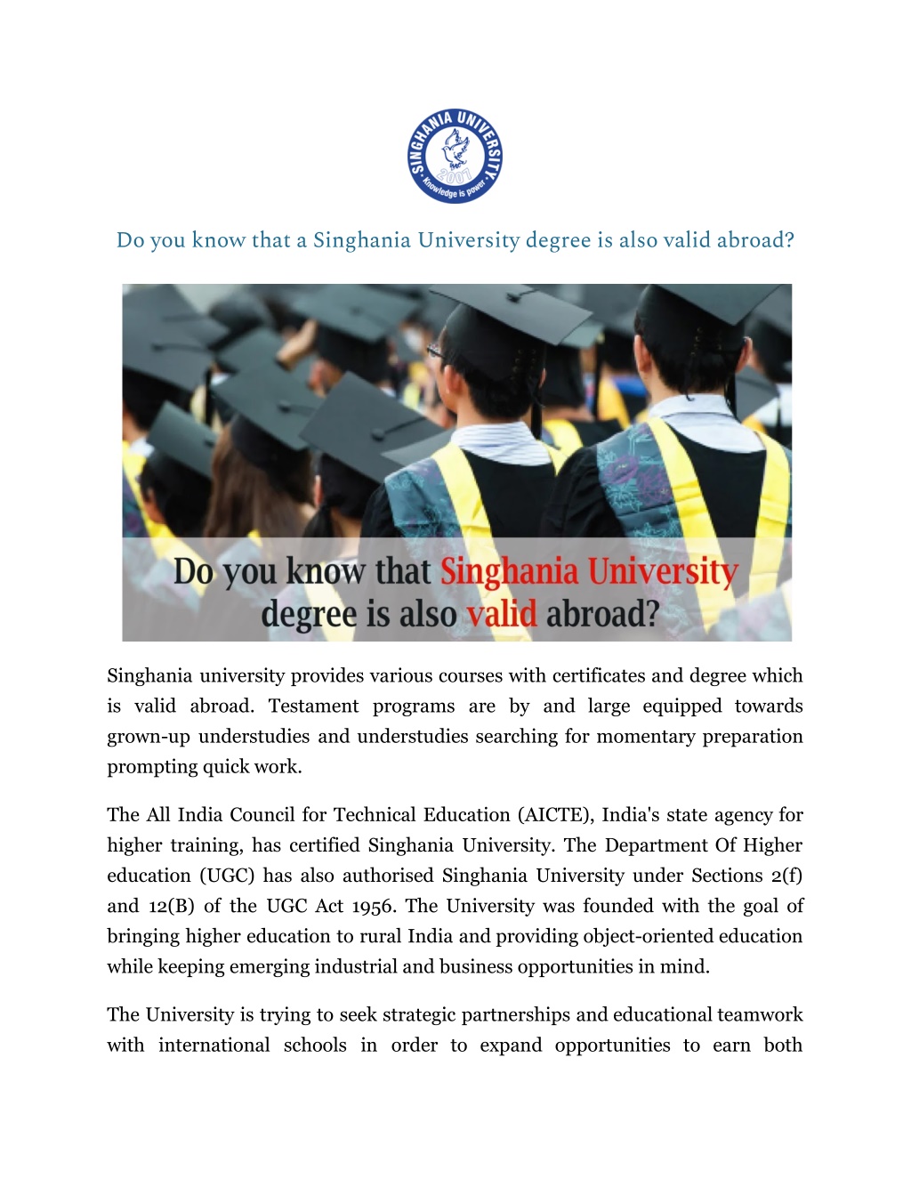 PPT - Do You Know That A Singhania University Degree Is Also Valid ...